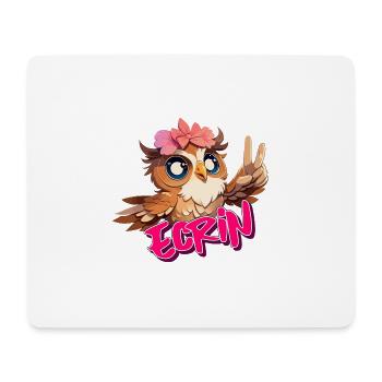ECRIN - Beau nom de fille avec hibou mignon - Tapis de souris (format paysage) - blanc - Devant