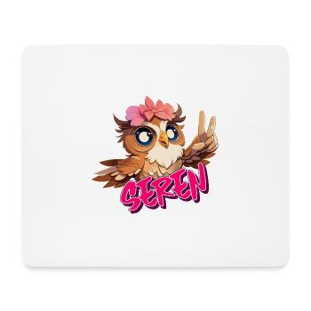 SEREN - Schöner Mädchen Name mit süßer EULE - Mousepad (Querformat) - Weiß - Vorne