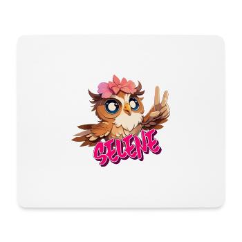 SELENE - Schöner Mädchen Name mit süßer EULE - Mousepad (Querformat) - Weiß - Vorne