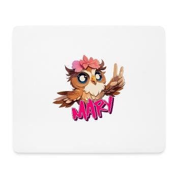 MARY - Schöner Mädchen Name mit süßer EULE - Mousepad (Querformat) - Weiß - Vorne