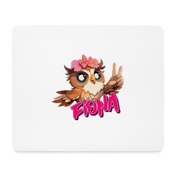 FIONA - Beau nom de fille avec un joli hibou - Tapis de souris (format paysage) - blanc - Devant