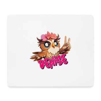 DENISE - Schöner Mädchen Name mit süßer EULE - Mousepad (Querformat) - Weiß - Vorne