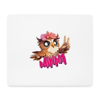 MINNA - Beau nom de fille avec un joli hibou - Tapis de souris (format paysage) - blanc - Devant