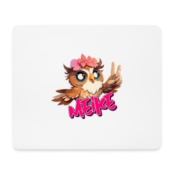 MEIKE - Schöner Mädchen Name mit süßer EULE - Mousepad (Querformat) - Weiß - Vorne