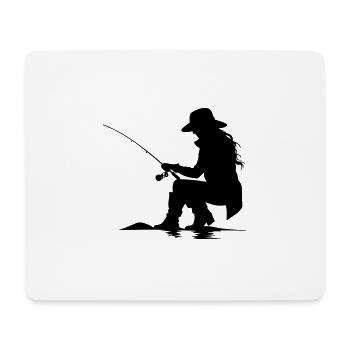 Silhouette Femme Pêche - Tapis de souris (format paysage) - blanc - Devant