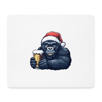 Gorilla Weihnachten Bier - Mousepad (Querformat) - Weiß - Vorne