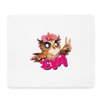 EVA - Beautiful Girl Name with Cute OWL - Mouse Pad (horizontal) - white - Front