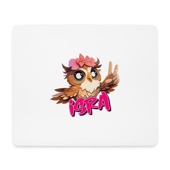 ISRA - Beautiful Girl Name with Cute OWL - Mouse Pad (horizontal) - white - Front