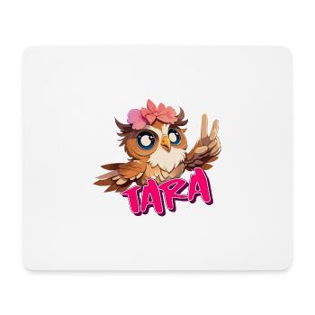 TARA - Beau nom de fille avec hibou mignon - Tapis de souris (format paysage) - blanc - Devant