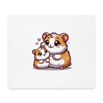 Loving Hamster Parent with Child - Mousepad (Querformat) - Weiß - Vorne