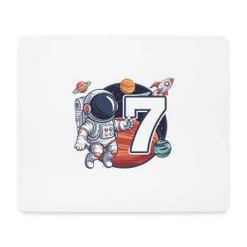 7e anniversaire Astronaute Aventure spatiale pour les garçons - Tapis de souris (format paysage) - blanc - Devant