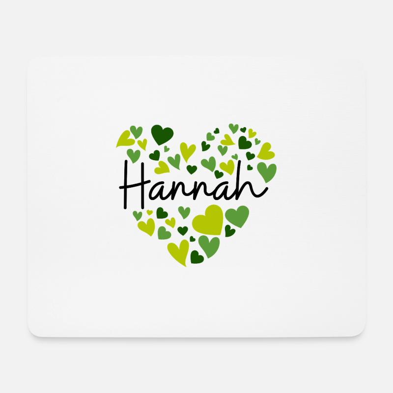 Hannah Namensdesign mit herzförmigen grünen Herzen - Mousepad (Querformat) - Weiß