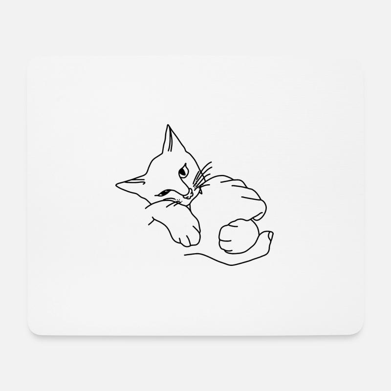 Katze Knabbern Spielen Hand - Mousepad (Querformat) - Weiß