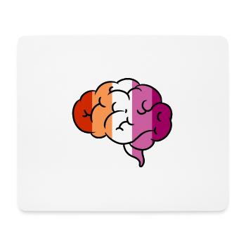 Lesbian Brain Orange Pink Lesbian Pride - Mouse Pad (horizontal) - white - Front