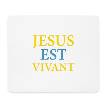 JESUS EST VIVANT, AMEN - JAUNE BLEU - Tapis de souris (format paysage) - blanc - Devant