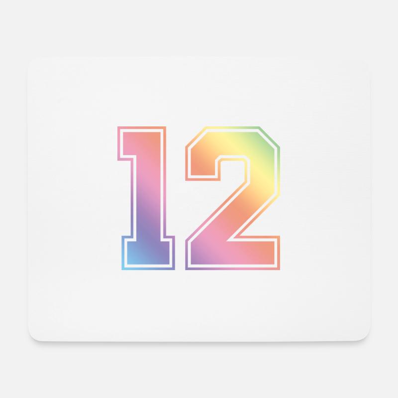 12 Zahl Bunt - Mousepad (Querformat) - Weiß