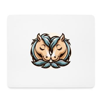 Deux chevaux amoureux - Tapis de souris (format paysage) - blanc - Devant