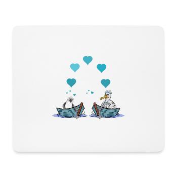 Möwen Möwe Liebe Herz Valentin Seemann Boot - Mousepad (Querformat) - Weiß - Vorne