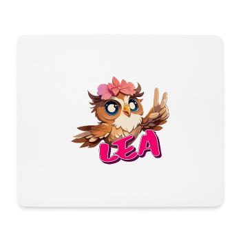 LEA - Beautiful Girl Name with Cute OWL - Mouse Pad (horizontal) - white - Front