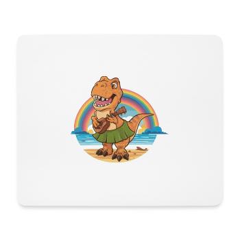 Dinosaurier spielt Gitarre unterm Regenbogen - Mousepad (Querformat) - Weiß - Vorne