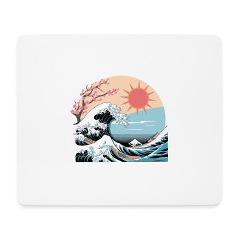 Big Wave Vaporwave Aesthetic 80s Anime Fashion - Mousepad (Querformat) - Weiß - Vorne