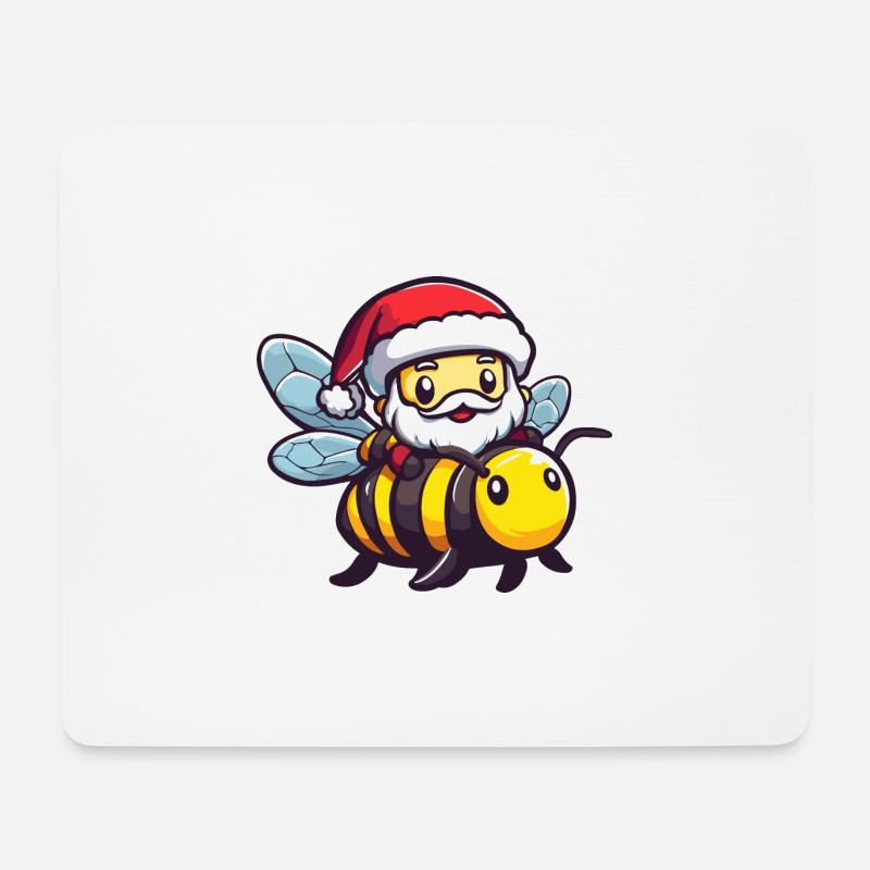 Biene Weihnachtsmann Cartoon - Mousepad (Querformat) - Weiß