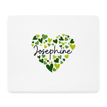 Josephine Namensdesign mit herzförmigem grünem Ohr - Mousepad (Querformat) - Weiß - Vorne