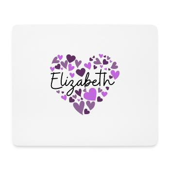 Elizabeth Namensdesign mit herzförmiger lila Hea - Mousepad (Querformat) - Weiß - Vorne