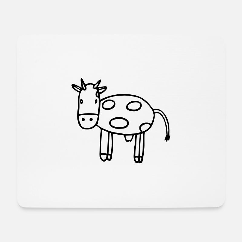 Kuh - Mousepad (Querformat) - Weiß