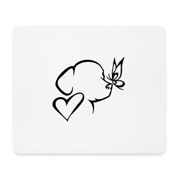 Hund Herz Schmetterling - Mousepad (Querformat) - Weiß - Vorne