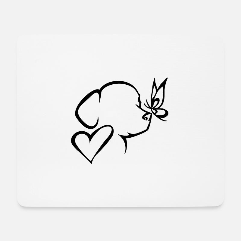 Hund Herz Schmetterling - Mousepad (Querformat) - Weiß