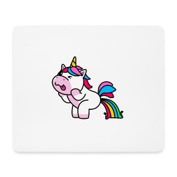 Licorne Arc-en-ciel Drôle - Tapis de souris (format paysage) - blanc - Devant