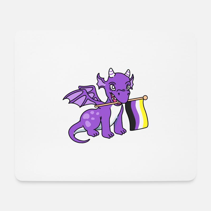 Nonbinary Pride Drache Nonbinary Pride - Mousepad (Querformat) - Weiß