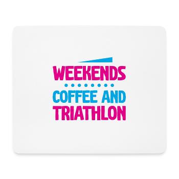 Weekends Coffee And Triathlon 4 - Mousepad (Querformat) - Weiß - Vorne