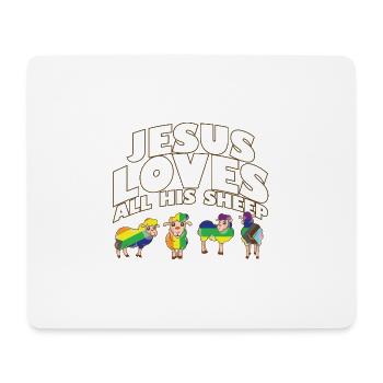 Proud Ally Jesus Loves All His Sheep LGBTQ Gay - Mouse Pad (horizontal) - white - Front
