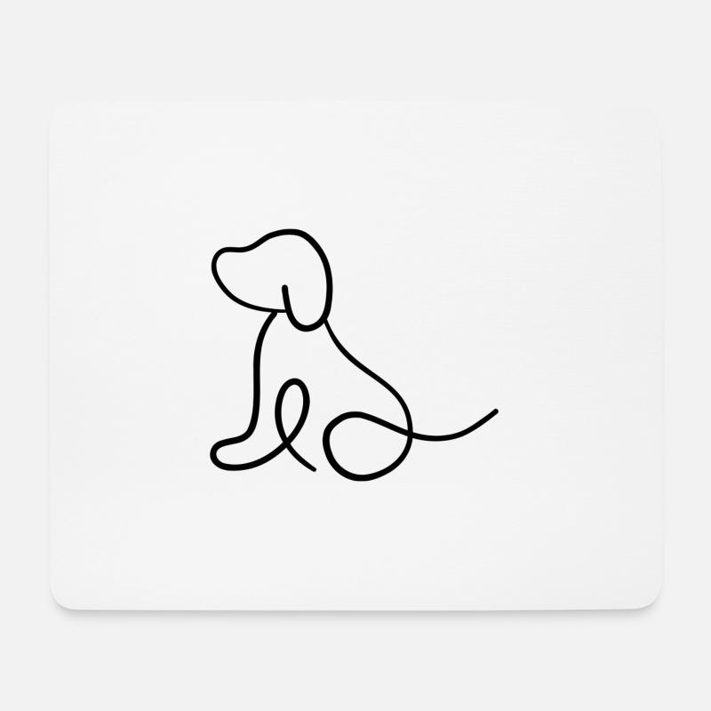 Hundewelpen OneLine - Mousepad (Querformat) - Weiß