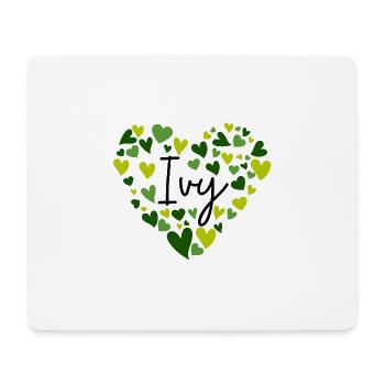 Ivy Name Design with Heart-Shaped green Hearts - Mouse Pad (horizontal) - white - Front