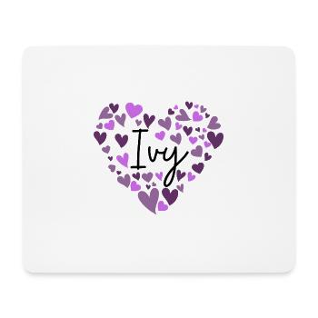 Efeu Name Design mit herzförmigen lila Herzen - Mousepad (Querformat) - Weiß - Vorne