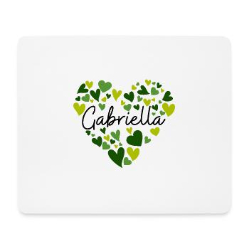 gabriella Namensdesign mit herzförmigem grünem Ohr - Mousepad (Querformat) - Weiß - Vorne