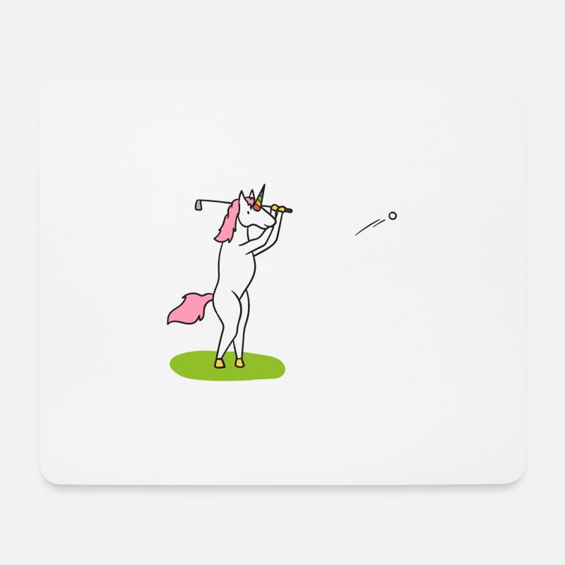 Golfendes Einhorn / Einhorn Golf - Mousepad (Querformat) - Weiß