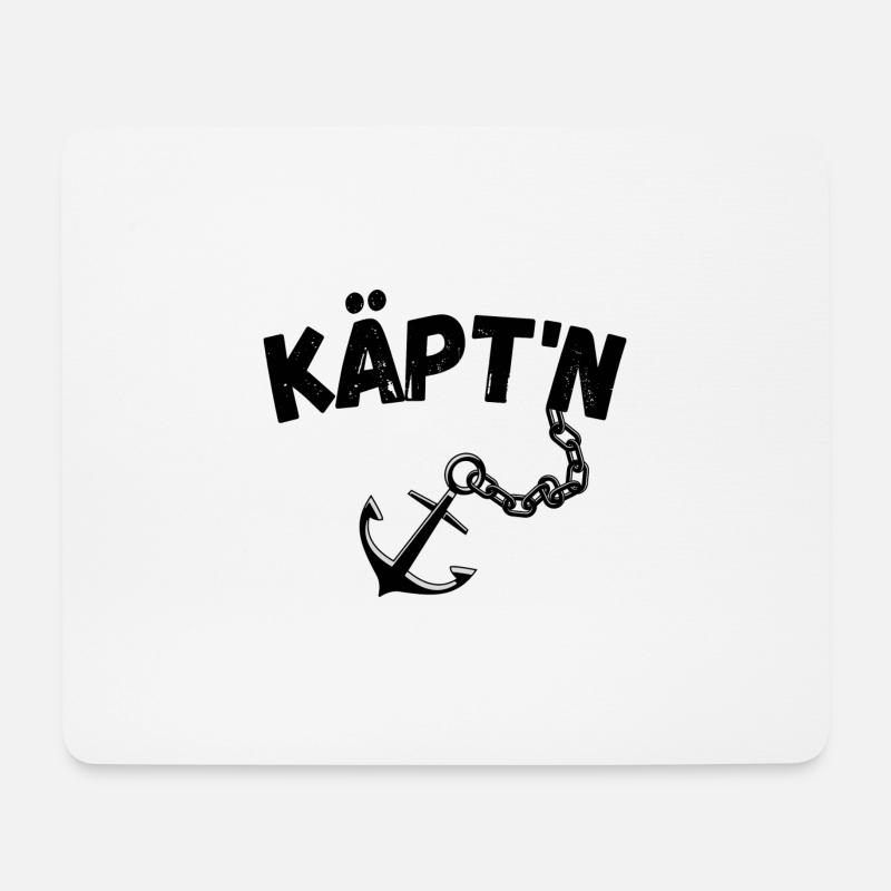 Käpt`n mit Anker - Mousepad (Querformat) - Weiß