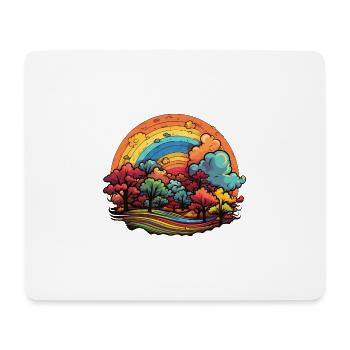 Herbstfarben-Pracht: Regenbogen aus Laub - Mousepad (Querformat) - Weiß - Vorne
