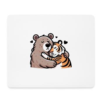 Cuddling Bear And Tiger In Love - Mousepad (Querformat) - Weiß - Vorne