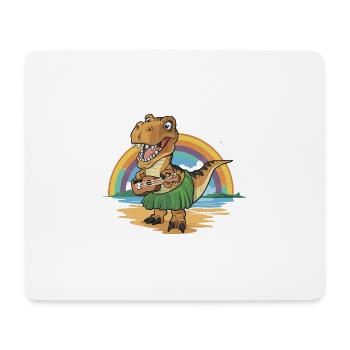 Dinosaurier spielt Gitarre unterm Regenbogen - Mousepad (Querformat) - Weiß - Vorne
