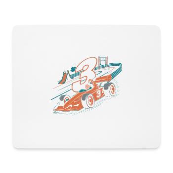 Thème de voiture de course 3ème anniversaire pour les garçons - Tapis de souris (format paysage) - blanc - Devant