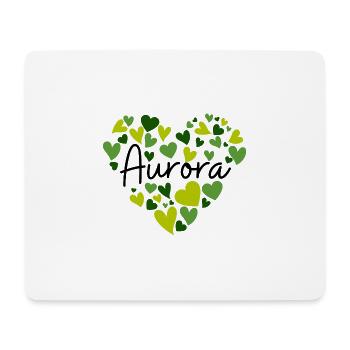 J’adore les cœurs Aurora en vert - Tapis de souris (format paysage) - blanc - Devant