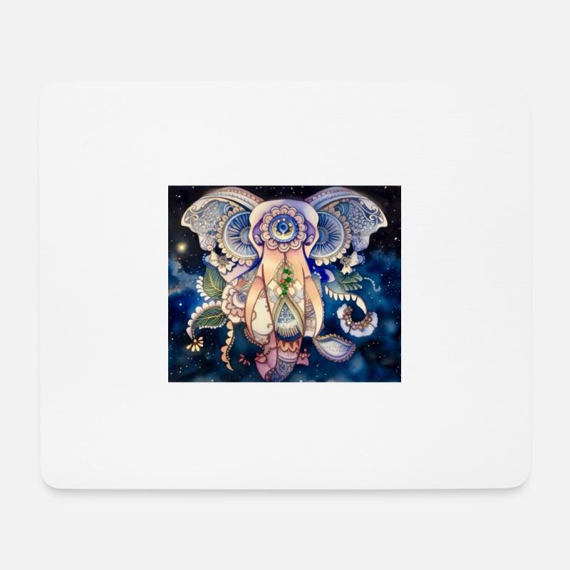Mandala Elephant / Spirit by Anima Art by Silvia, - Mouse Pad (horizontal) - white