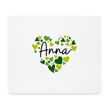 J’adore les cœurs d’Anna en vert - Tapis de souris (format paysage) - blanc - Devant