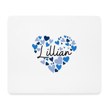 Lillian Namensdesign mit herzförmigen blauen Herzen - Mousepad (Querformat) - Weiß - Vorne