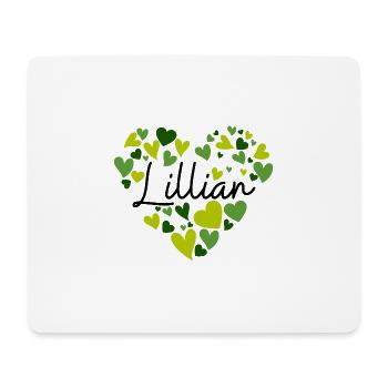 Lillian Namensdesign mit herzförmigen grünen Herzen - Mousepad (Querformat) - Weiß - Vorne